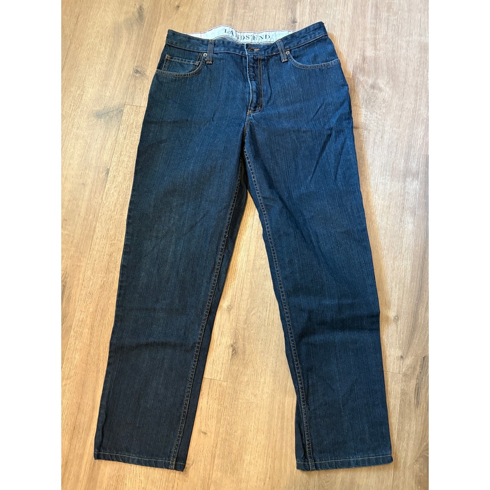 Lands' End Jeans 34x30 Dark Wash Traditional Fit Tapered Leg Rugged Dadcore